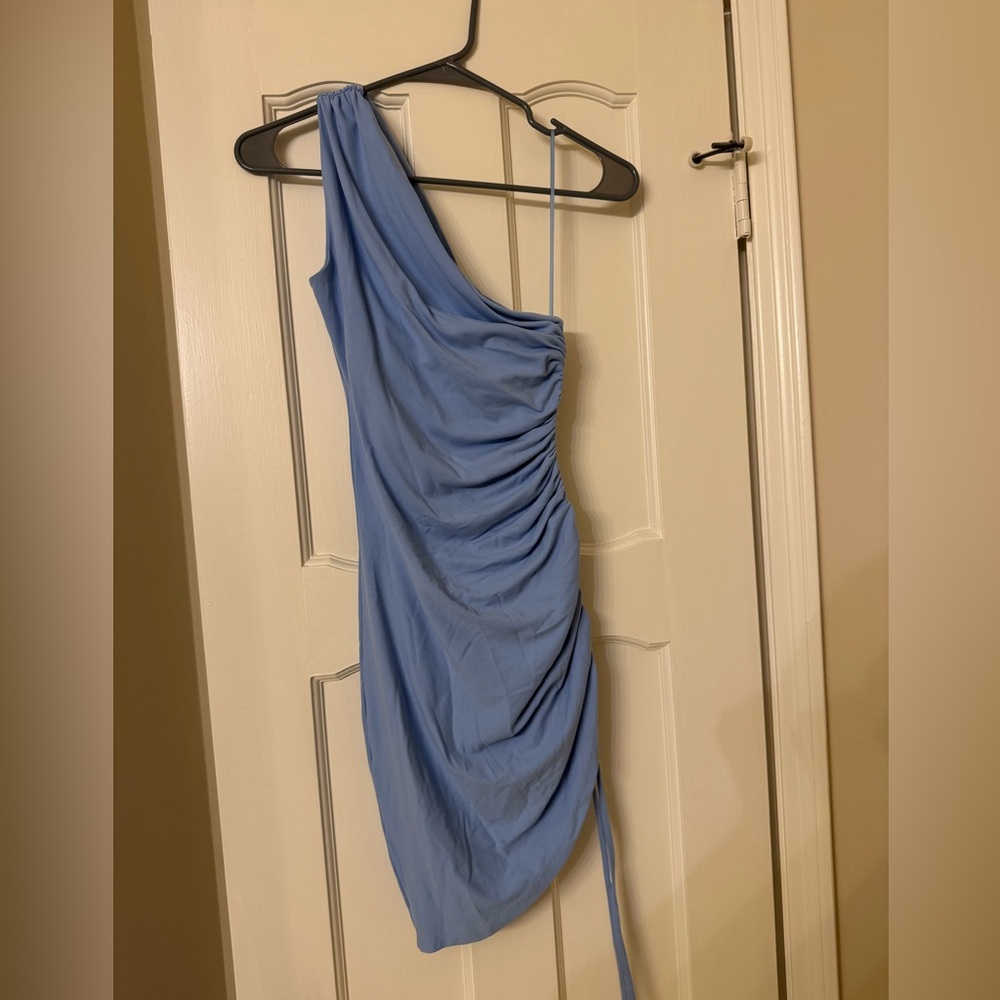 One Shoulder Ruched Mini Dress